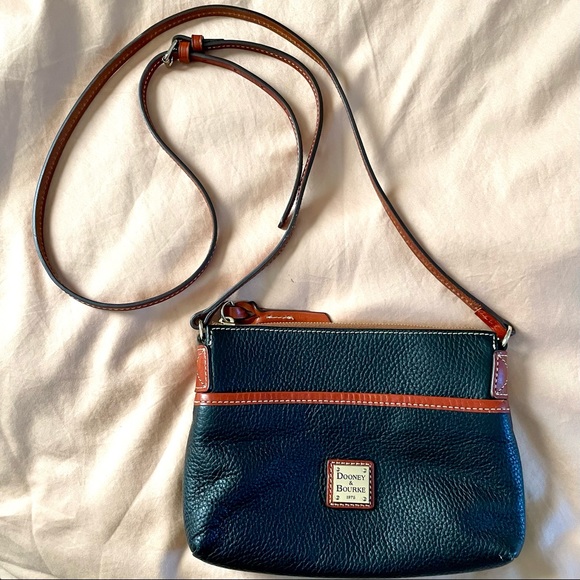 Dooney & Bourke Handbags - Dooney & Bourke Pebble Grain Ginger Pouchette Small Leather Crossbody Bag